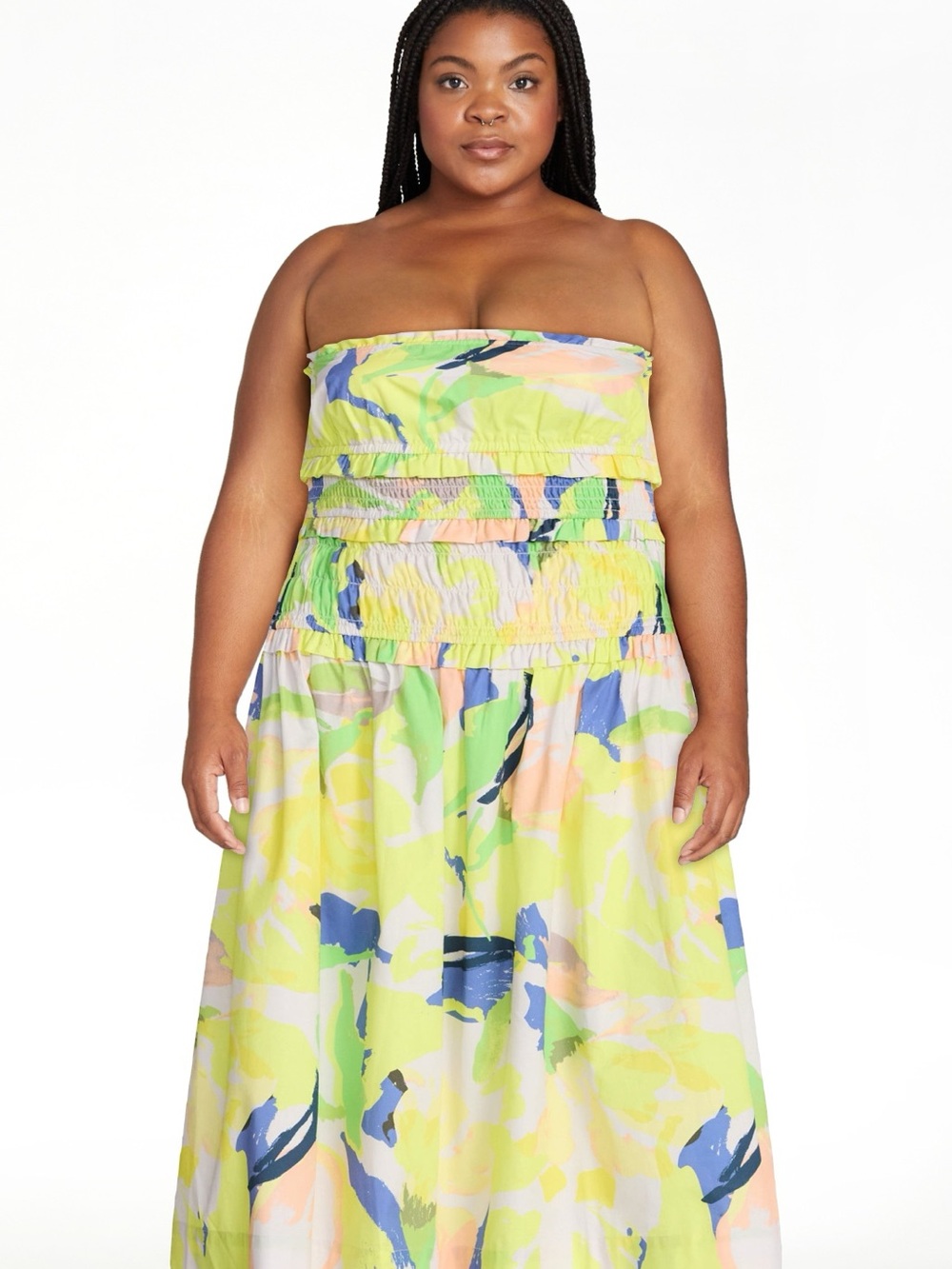 Free Assembly Strapless Poplin Tiered Midi Dress NWT SIZE 1X